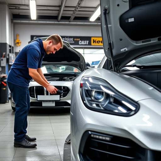 Image of a mechanic performing an oil change on a luxury car